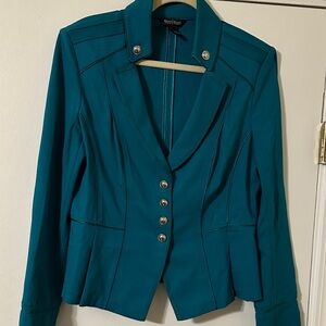 White House Black Market Teal Blazer with Silver Accents